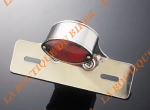 FEU ARRIERE AMPOULE CATEYE MINI...H68-333 Highway Hawk Tailight "Mini Cateye"with license plate holder E-Mark - chrome