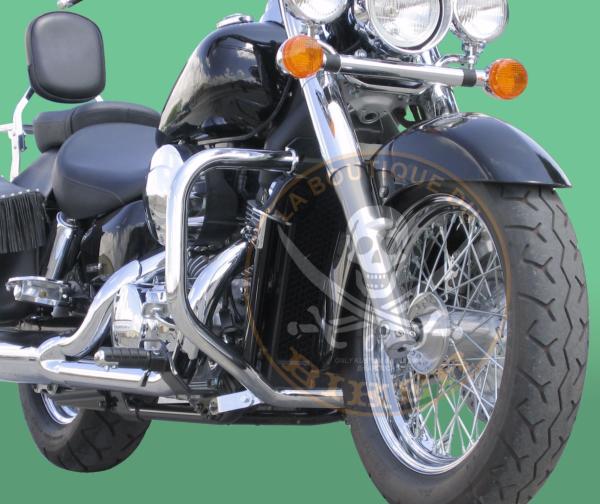 BARRE de PROTECTION MOTEUR HONDA VT750 SHADOW SPIRIT C2...SP586 CHROME...SPAAN LA BOUTIQUE DU BIKER