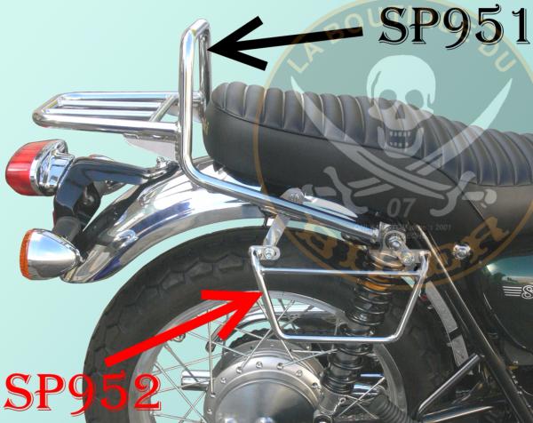 SUPPORTS SACOCHES KAWASAKI W650 / W800...KLICKFIX...SP952 CHROME...SPAAN-LA BOUTIQUE DU BIKER