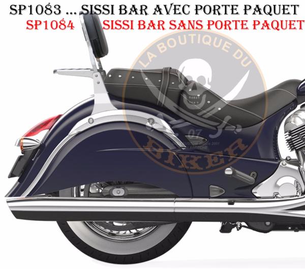 SISSI-BAR INDIAN CHIEF / CHIEFTAIN CHROME SANS PORTE PAQUET...SP1084 CHROME HAUTEUR 35CM