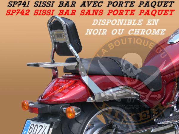 SISSI-BAR SUZUKI M1800 BOULEVARD M109R B.O.S.S...AVEC PORTE PAQUET NOIR..SP741NE NOIR HAUTEUR 35cm