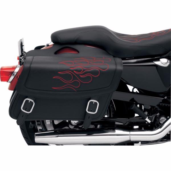 SACOCHES CAVALIERES HIGHWAYMAN TATTOO RED JUMBO...PE-35010217 SADDLEMEN SADDLEBAG FLAME RED JB 35010217 / X021-05-0422