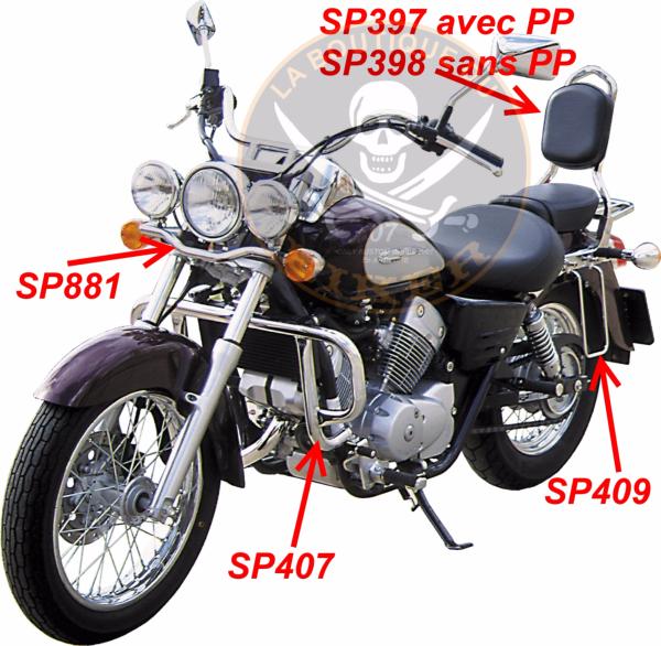 SISSY BAR HONDA VT125 SHADOW...AVEC PORTE PAQUET CHROME...SP397 HAUTEUR 35CM #LABOUTIQUEDUBIKER