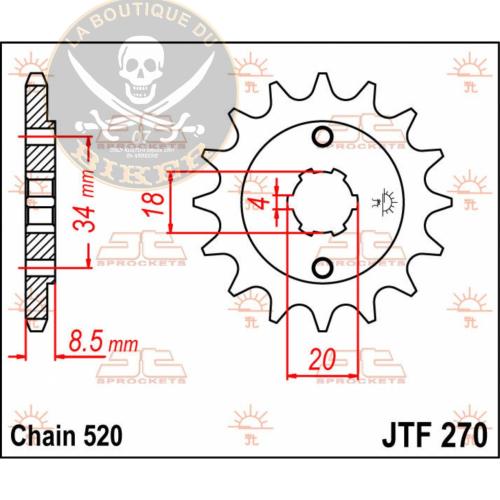 PIGNON de SORTIE BOITE HONDA 520/14T...125/250 REBEL...JT SPROCKETS SPROCKET FRONT 14T 520 JTF27014 / JTF270.14