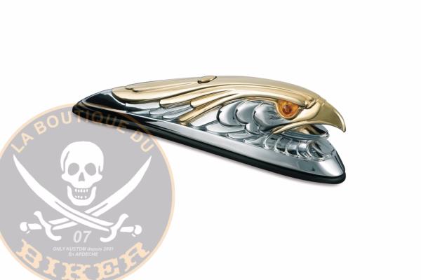 EMBLEME DE GARDE-BOUE AIGLE CHROME/DORE KURYAKYN...KUR9026 KURYAKYN ORNAMENT EAGLE 14050166 / 9026...LA BOUTIQUE DU BIKER