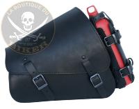 SACOCHE HARLEY SPORTSTER NOIR 11 Litres AVEC PORTE BOUTEILLE...LZAD2-2021H Ledrie frame bag with bottle holder leather black W=36x D=13x H=32/18 cm 11 liters for Harley Davidson Sportster (1 piece)