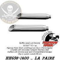 POTS INDIAN SCOUT Muffler slash cut Chrome...H658-1400 Homologué Euro 3 Highway Hawk Exhaust set slip-on system "Slash cut" chrome for Indian SCOUT '15> until the end of 2019