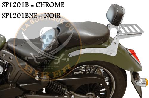 SISSI-BAR INDIAN SCOUT CHROME AVEC PORTE PAQUET CHROME...SP1201B CHROME HAUTEUR 26CM