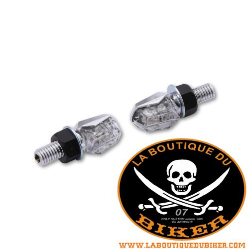 CLIGNOTANT HOMOLOGUE LED CHROME SHIN YO INDICATEURS LED SHIN YO TINY, CHROME PLAQUÉ, VERRE CLAIR ARGENT 204-003