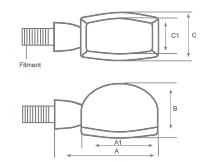 CLIGNOTANT NOIR BULLET TIGE LONGUE 8mm...H68-5001B LA PAIRE Turn Signal "Bullet light" small black with clear lens / M8 mounting 12V21W (2 Pcs)