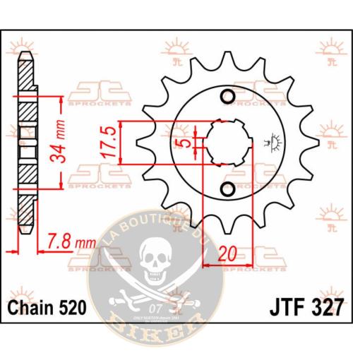 PIGNON de SORTIE BOITE HONDA VT125 SHADOW 520/14T...JT SPROCKETS SPROCKET FRONT 14T 520 JTF32714 / JTF327.14