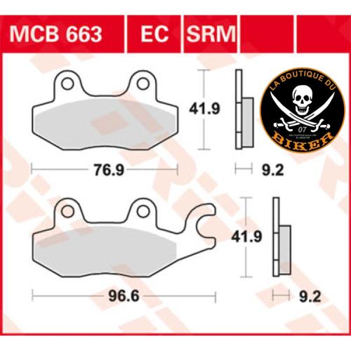 PLAQUETTES DE FREIN KYMCO...PE17200329 TRW BRAKE PAD ORGANIC SCOOTER -125 17200329 / MCB663EC