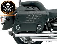 SACOCHES CAVALIERES HIGHWAYMAN TATTOO SILVER LARGE...PE-35010219 SADDLEMEN SADDLEBAG,FLAME SLVR LG 35010219 / X021-05-0413