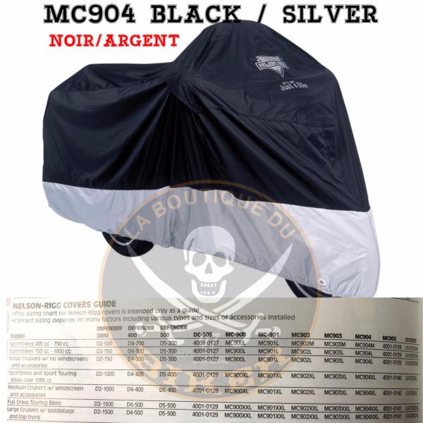 HOUSE XL NELSON-RIGG BLACK/SILVER...MC904XL NELSON RIGG DLX M/C CVR BK/SLVR-XLG MC904XL / MC-904-04-XL...LA BOUTIQUE DU BIKER