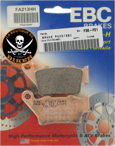 PLAQUETTES DE FREIN APRILIA et DUCATI ARRIERE...EBC BRAKE PAD SINTERED HH 17210651 / FA213HH