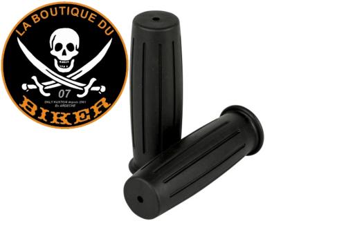 POIGNEES POUR GUIDON DE 25...TYPE CAOUTCHOUC NOIR...H45-1202B Highway Hawk Handgrips "Vintage Black" for 1" (25,40 mm) handlebars without throttle assembly - without removable end-caps