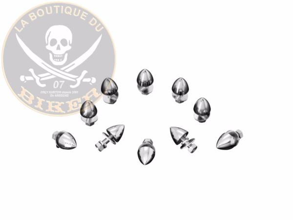 BOULON OBUS CHROME...DS190512 LOT DE 12 BOULONS...DRAG SPECIALTIES KROMETTS WITH 6/MM STUD DS190512 / 03-010012-BC202