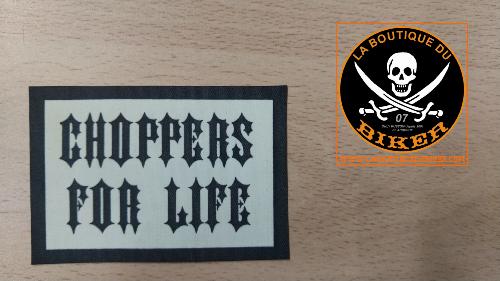 PATCHE CAOUTCHOUC LAVABLE CHOPPERS FOR LIFE BLANC...LA BOUTIQUE DU BIKER