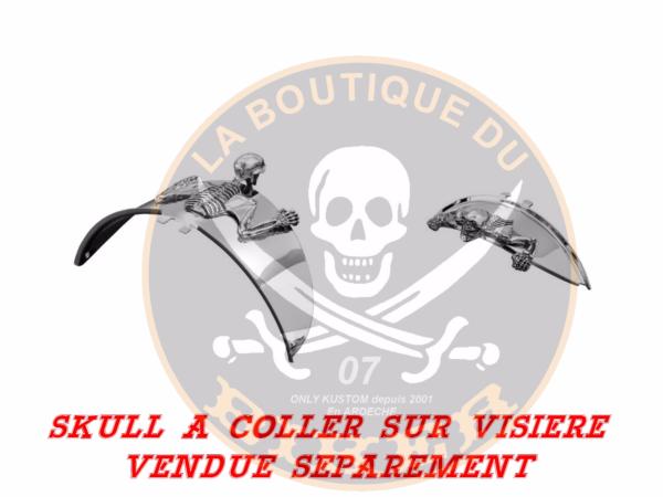 VISIERE 100mm SKULL...HH66-071 Highway Hawk Ornament "Skull large" old silver for plain Headlight or Spotlight visors 100 mm wide - 1 piece...LA BOUTIQUE DU BIKER