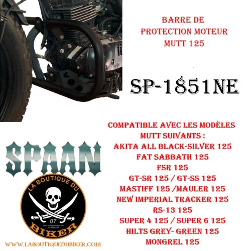 Barre De Protection moteur MUTT 125...SP1851NE NOIR...LA BOUTIQUE DU BIKER