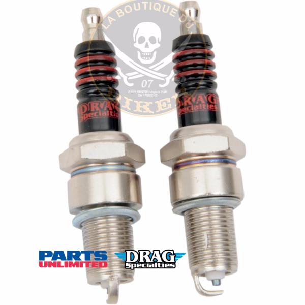 BOUGIE POUR HARLEY EVOLUTION 1984-1999...PE21030203 LA PAIRE...DRAG SPECIALTIES SPARK PLUG NGK-TYPE BPR7ES-11 COLD