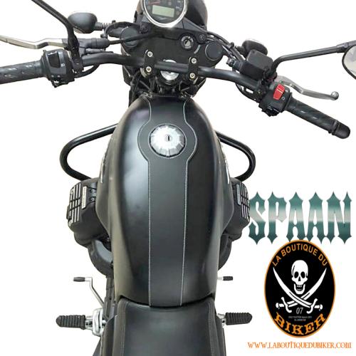 Couvre Réservoir MOTO GUZZI V7 III / V9 ROAMER (2016-2018) Cuir Noir...SP1595 TANK-PANEL...SPAAN LA BOUTIQUE DU BIKER