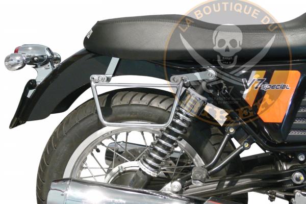 SUPPORTS SACOCHES MOTO GUZZI V7 SANS SISSI BAR...KLICKFIX CHROME...SP1010 SPAAN LA BOUTIQUE DU BIKER