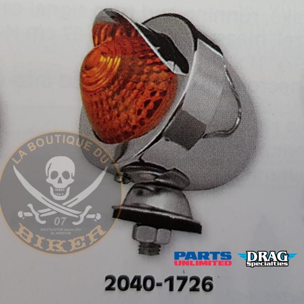 CLIGNOTANT CHROME BULLET ORANGE TIGE COURTE AVEC VISIERE...PE20401726 K+S TECHNOLOGIES MARKERLIGHT CHR/AMB ECE 20401726 / 27-60025AE