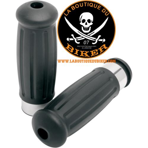 POIGNEES POUR GUIDON DE 25 HD...PE06300595 DRAG SPECIALTIES GRIPS VINTAGE TOURING CHROME/RUBBER 06300595 / 17-0559T