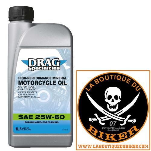 HUILE MOTEUR SAE 25W60 1 Litre HARLEY et MOTO CUSTOM MINERALE...DRAG SPECIALTIES OIL E-DRAG 25W60 1L 36010829 / 503224