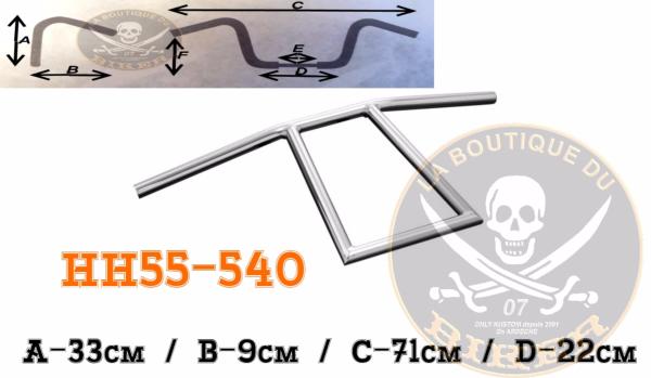 GUIDON EN 25 HAUTEUR 33CM OLD SCHOOL...H55-540 Highway Hawk Handlebar "Old Skool" 710 mm wide 330 mm high for "1" (25,4 mm) clamping chrome TÜV